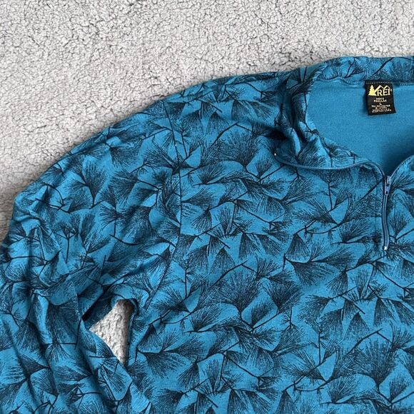 Vintage REI Mens L Quarter Zip Long Sleeve Pullover Shirt Blue Print Outdoor - Picture 4 of 15